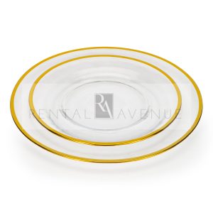 Clear Dinner Plate With Gold Rim Collection