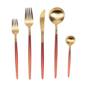 Gold & Red Flatware