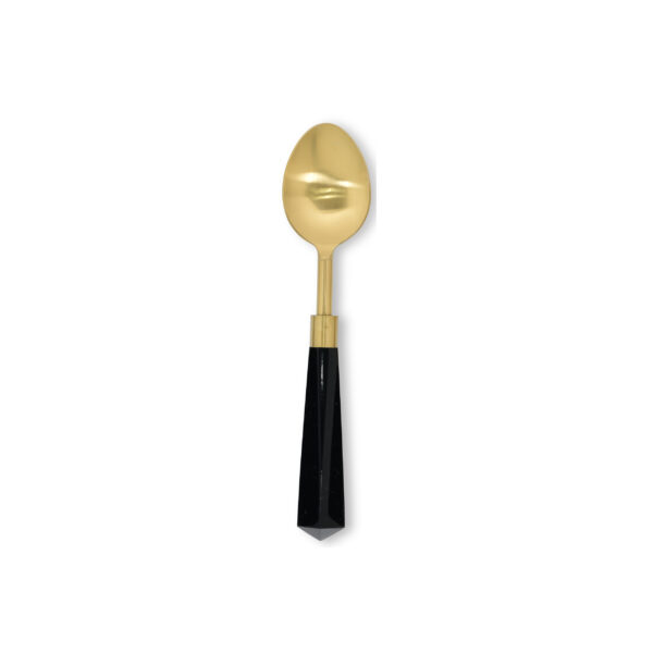 gemma dinner spoon with black handle and gold tip